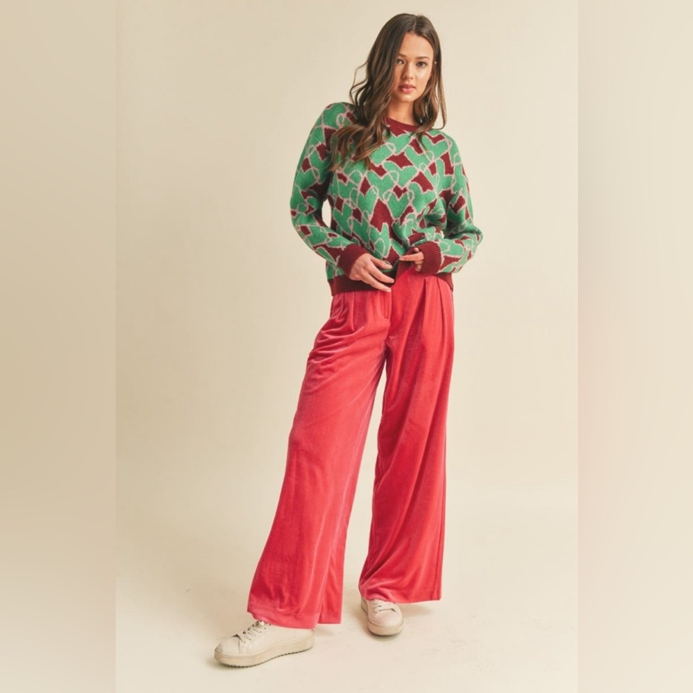Wide leg velvet pants